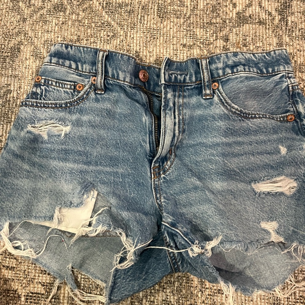 American Eagle Outfitters Blue Distressed Jean Shorts